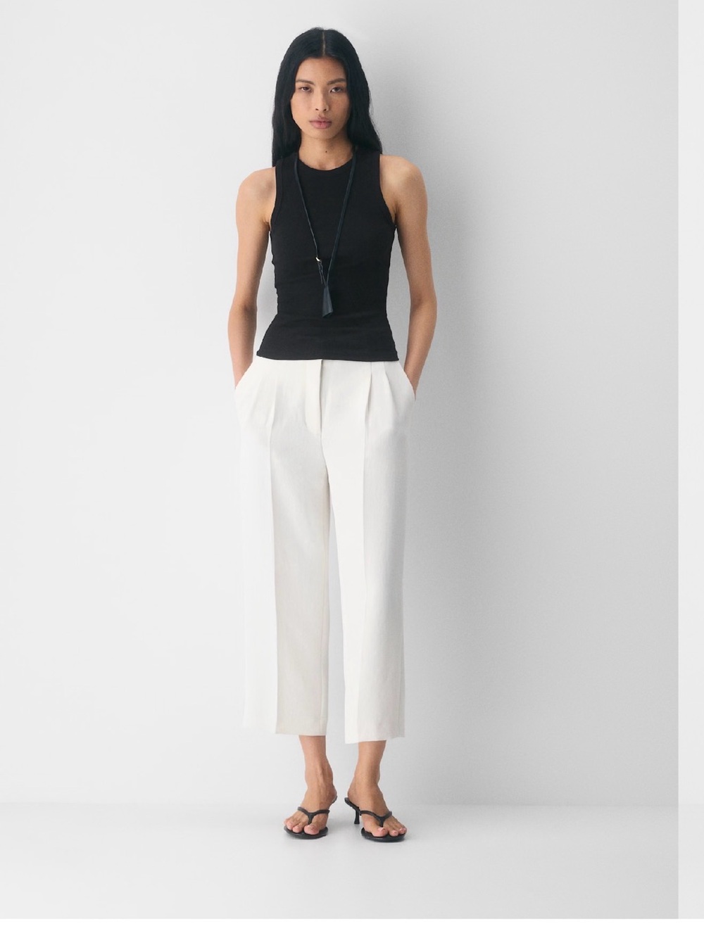 Aritzia-Effortless Cropped Trouser-White/Light Birch